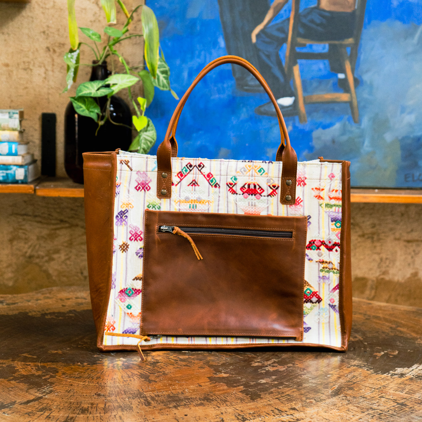 THE PERFECT TRAVEL TOTE - OOAK HUIPIL - CAFE - NO. 12816