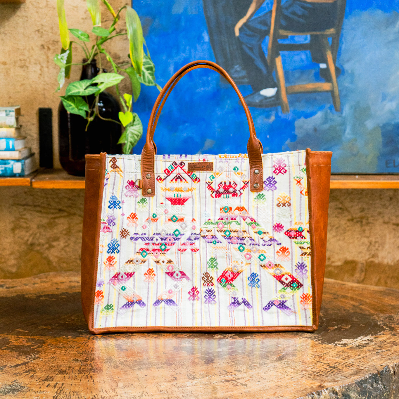THE PERFECT TRAVEL TOTE - OOAK HUIPIL - CAFE - NO. 12816