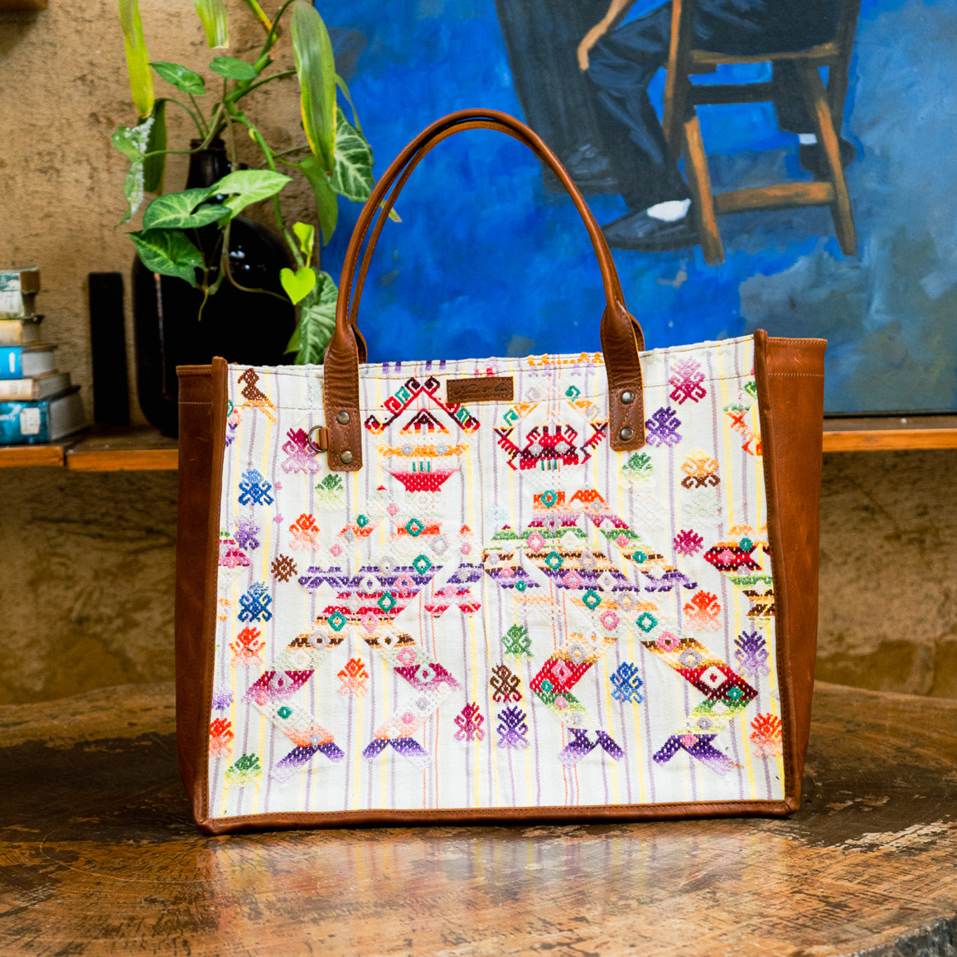 THE PERFECT TRAVEL TOTE - OOAK HUIPIL - CAFE - NO. 12816