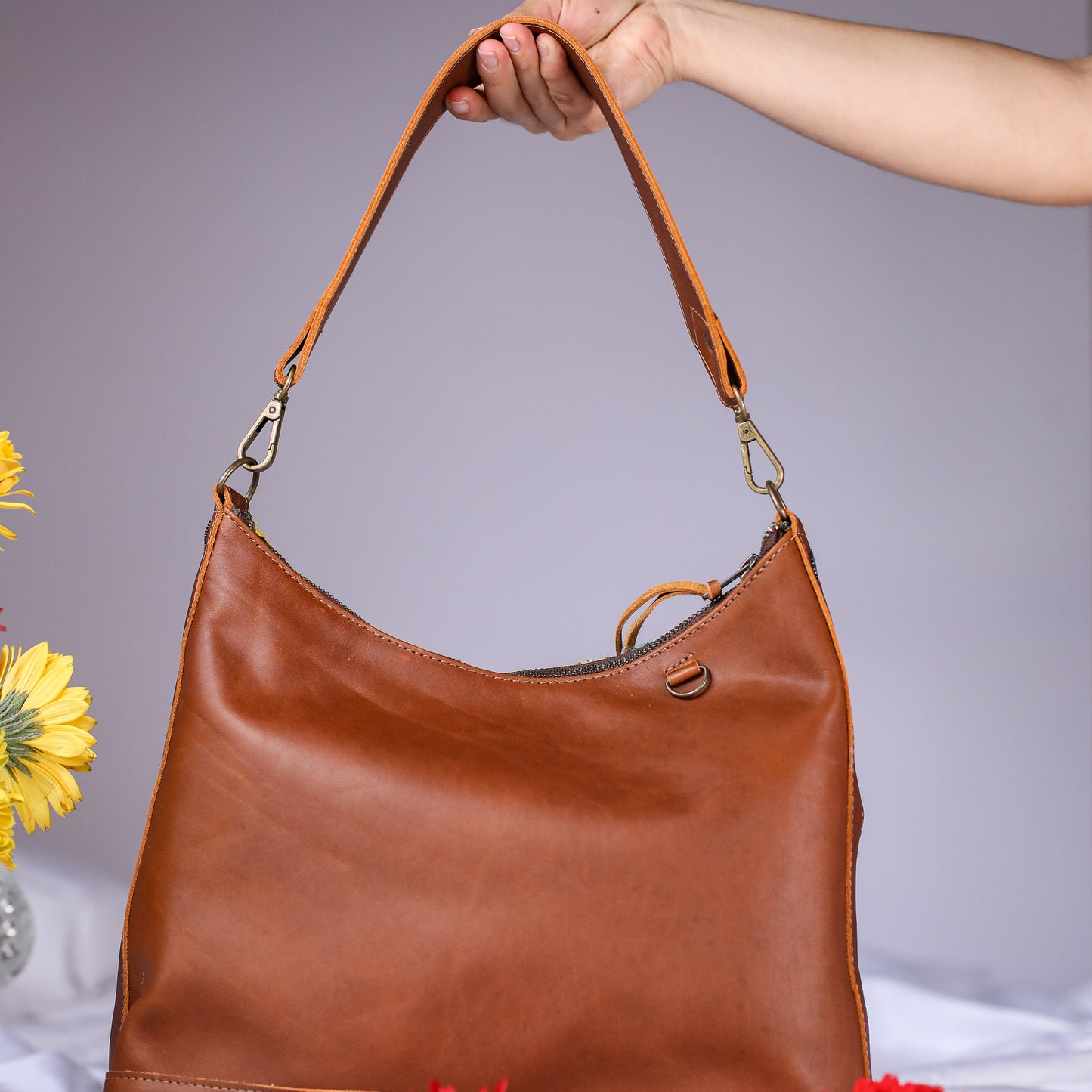 SMALL PENELOPE BAG - H&S EMBROIDERED FLORAL - CAFE - NO. 200696