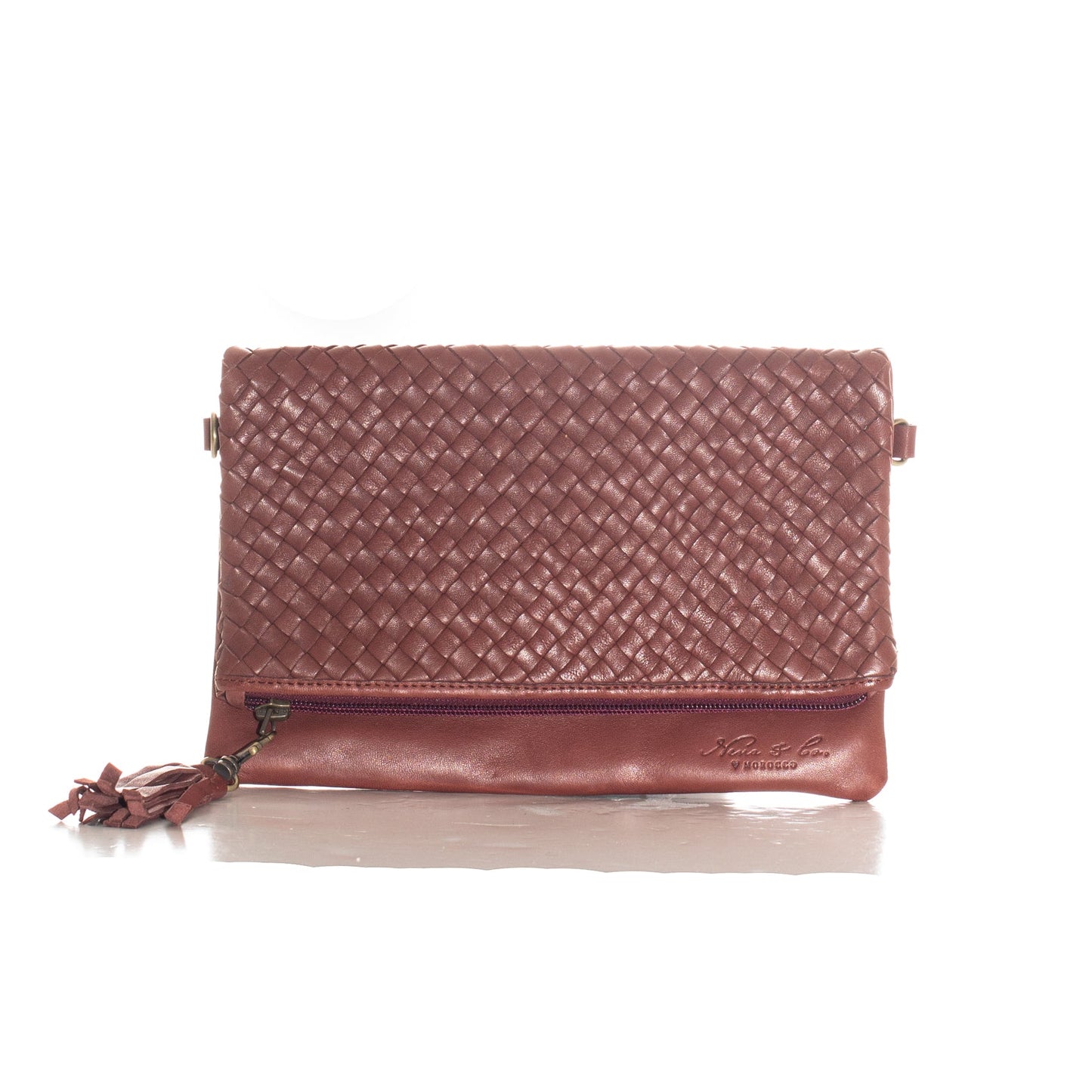 ARCHIVE SALE - FOLDOVER CLUTCH - MOROCCO WOVEN - CABERNET - ITEM NO. 24044