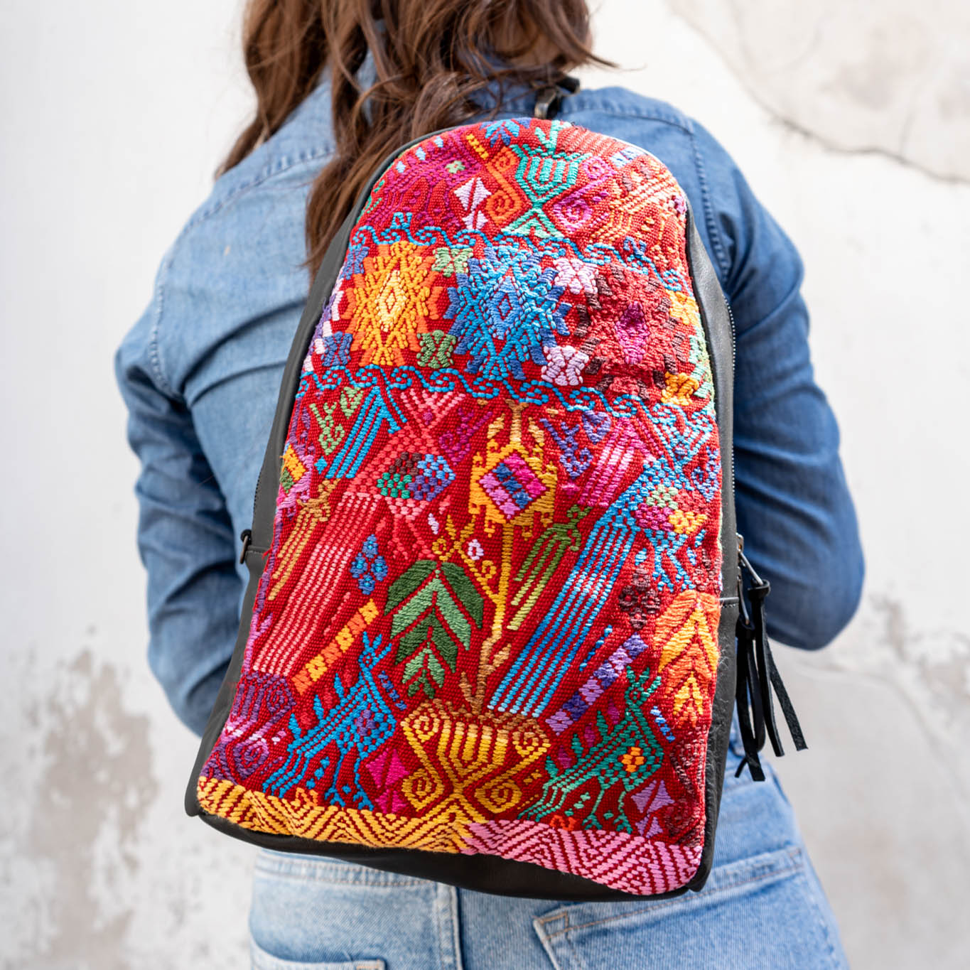 CROSSBODY SLING 2.0 - LARGE - OOAK HUIPIL - BLACK - NO. 13939