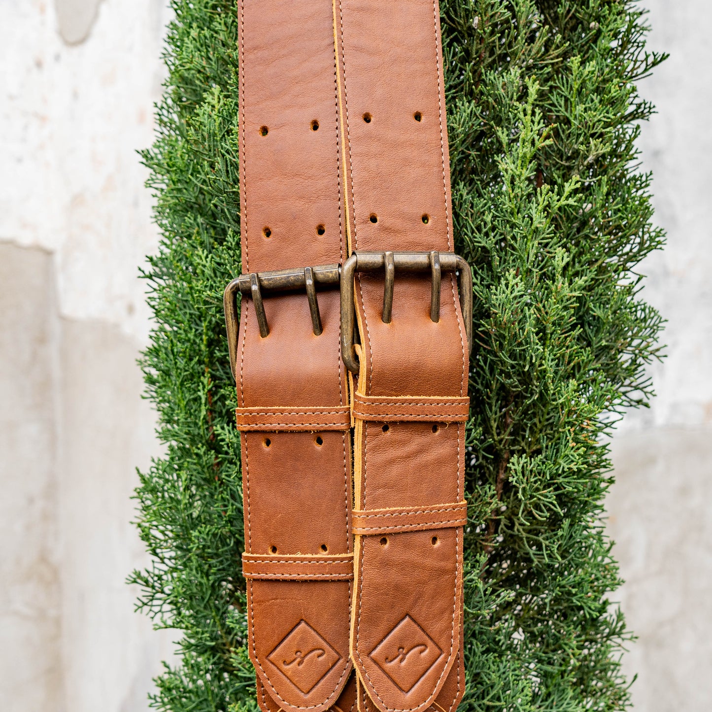 DOUBLE BUCKLE BACKPACK STRAP SET - CAFE