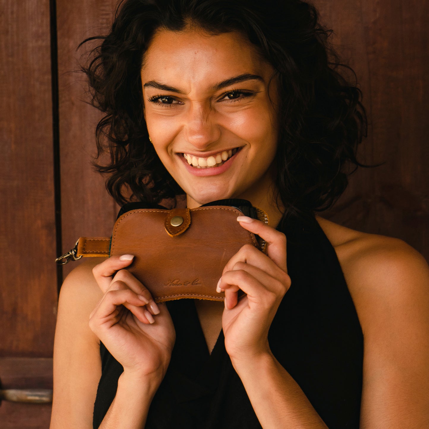 SUNGLASS SNAP CASE - BOSQUE - CAFE LEATHER