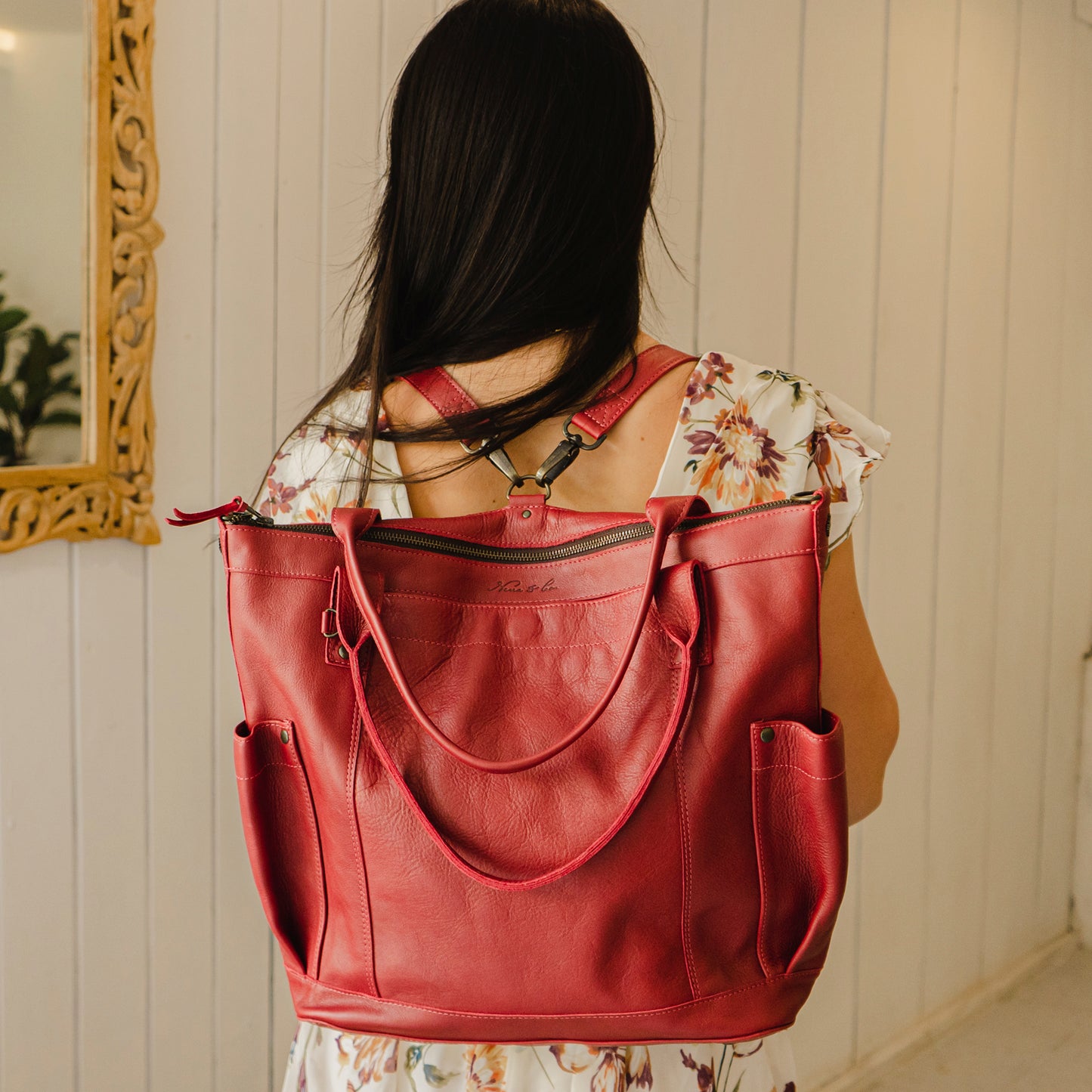 THE PERFECT BAG - FULL LEATHER - ROUGE