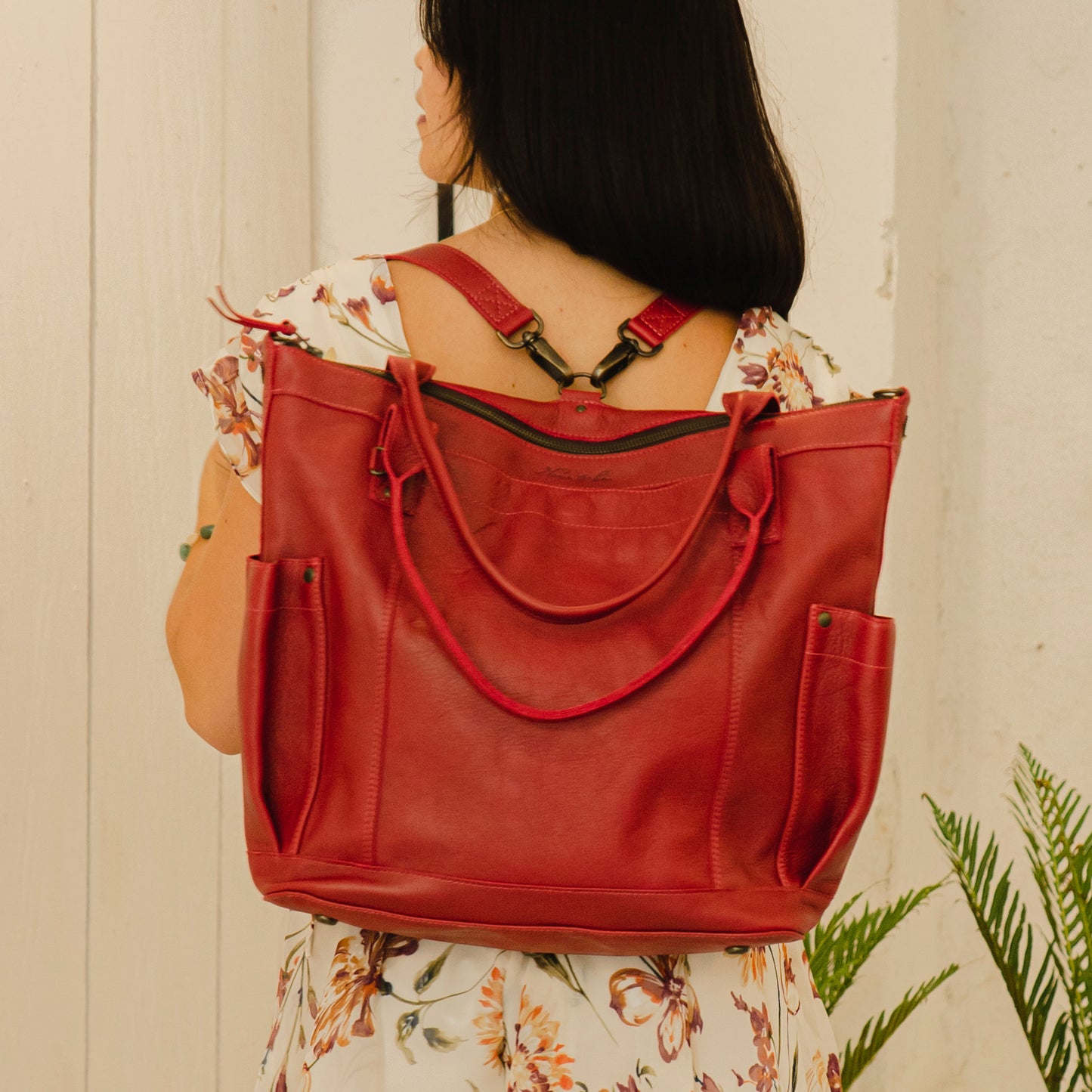 THE PERFECT BAG - FULL LEATHER - ROUGE