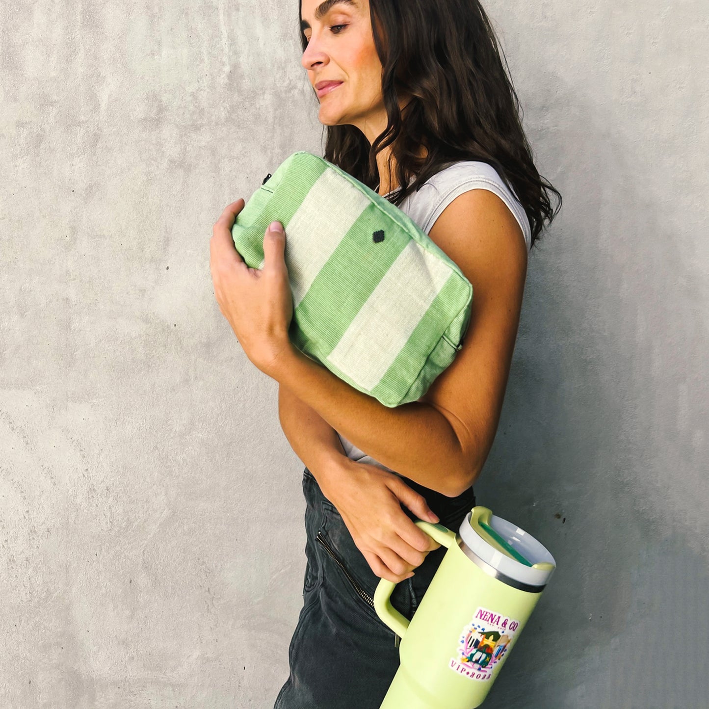 THE PERFECT WET BAG - SMALL - CABANA STRIPE - MINT
