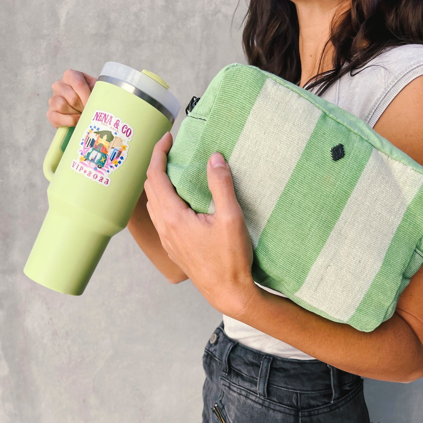THE PERFECT WET BAG - SMALL - CABANA STRIPE - MINT