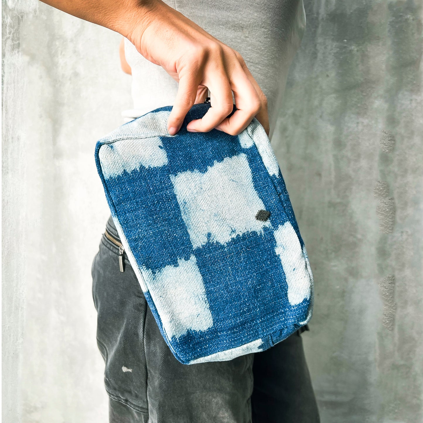 THE PERFECT WET BAG - SMALL - CHECKERED INDIGO MUD CLOTH