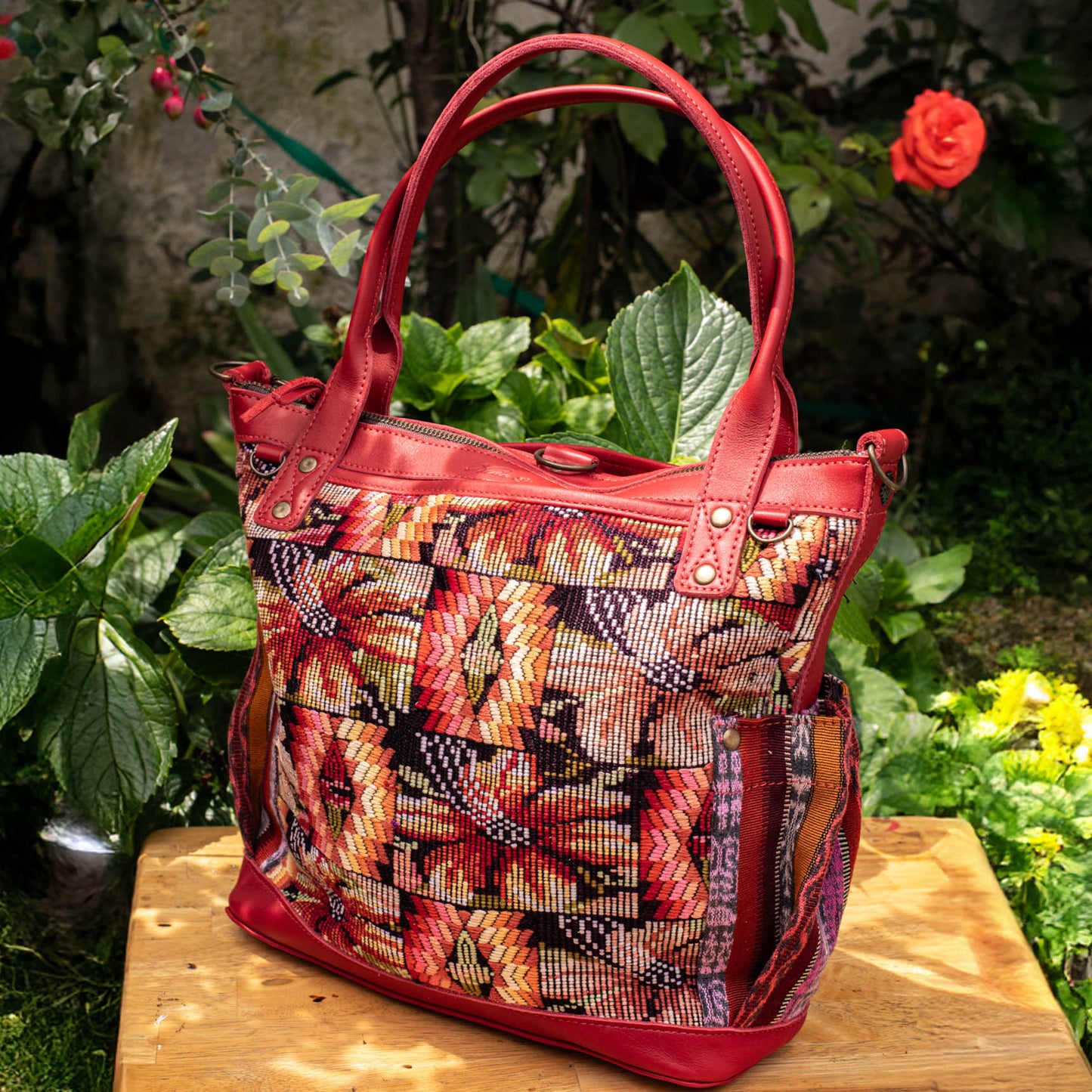 THE MEDIUM PERFECT BAG - OOAK HUIPIL - CHILI PEPPER - NO. 16642