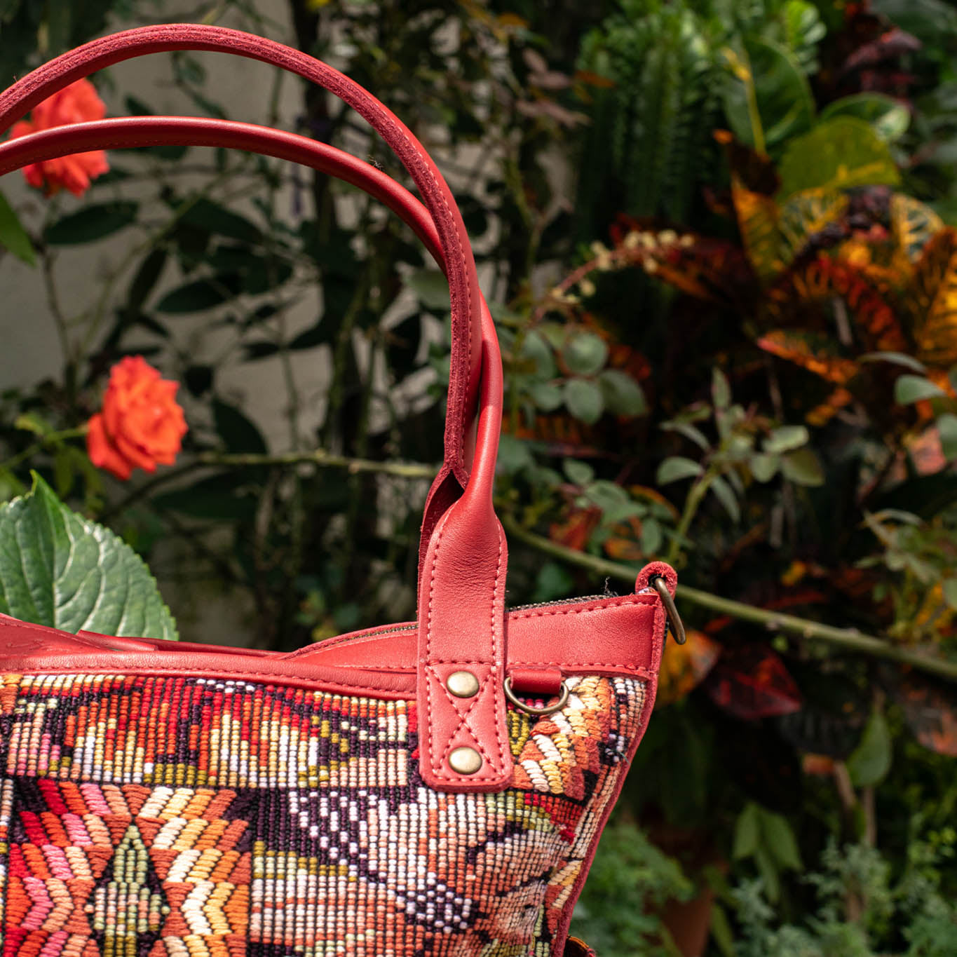 THE MEDIUM PERFECT BAG - OOAK HUIPIL - CHILI PEPPER - NO. 16642