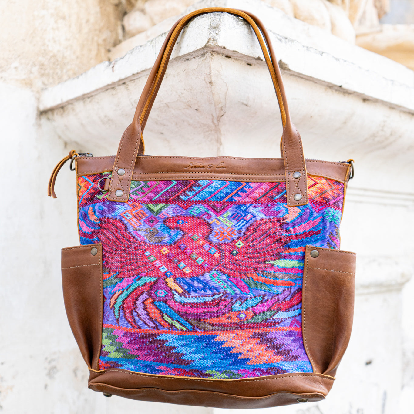 THE MEDIUM PERFECT BAG - OOAK HUIPIL - CAFE - NO. 14290 