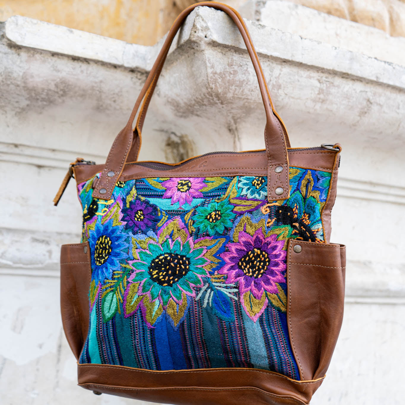 THE MEDIUM PERFECT BAG - OOAK HUIPIL - CAFE - NO. 14275
