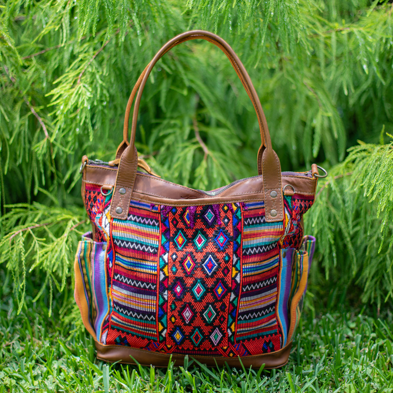 THE MEDIUM PERFECT BAG - OOAK HUIPIL - CAFE - NO. 17435