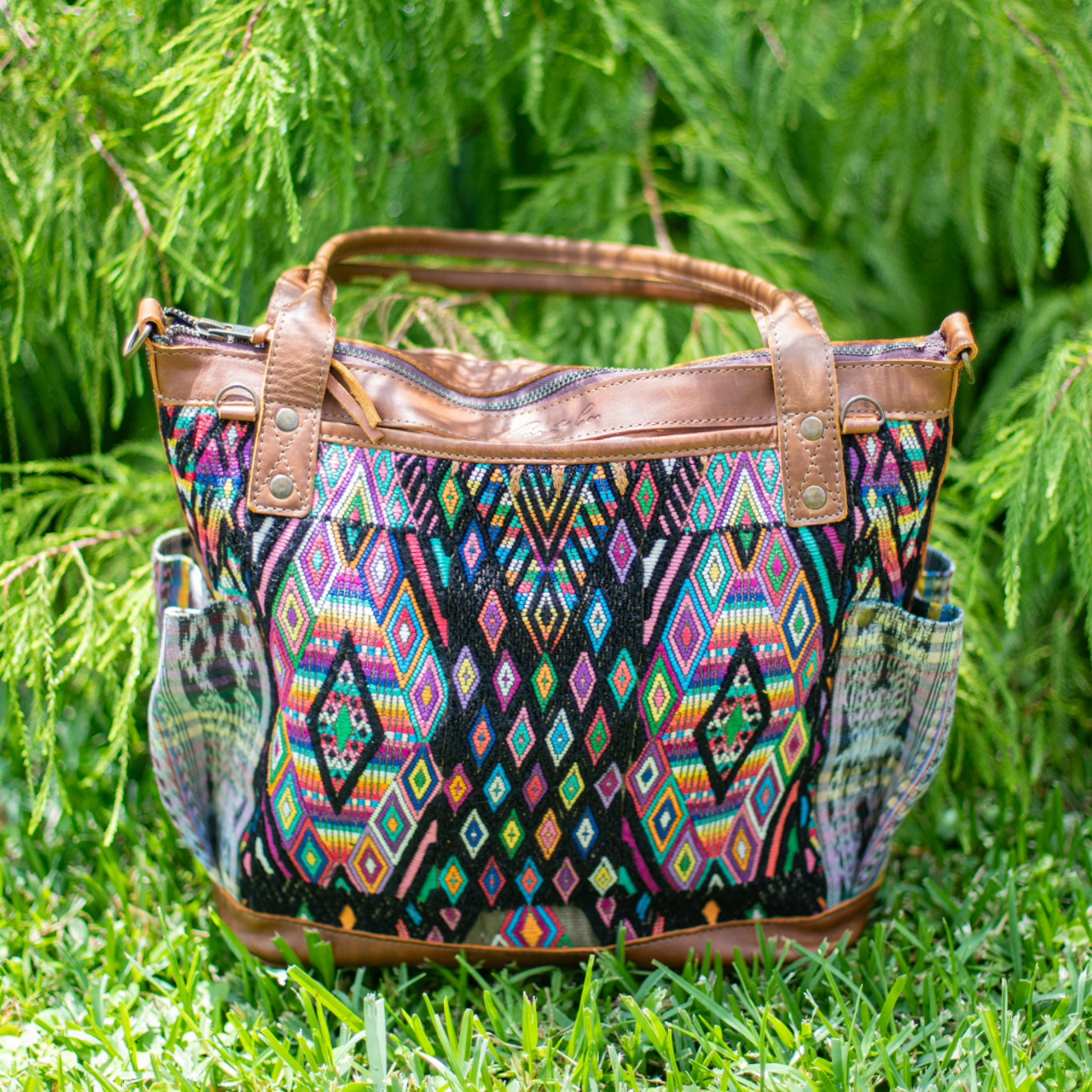 THE MEDIUM PERFECT BAG - OOAK HUIPIL - CAFE - NO. 17438