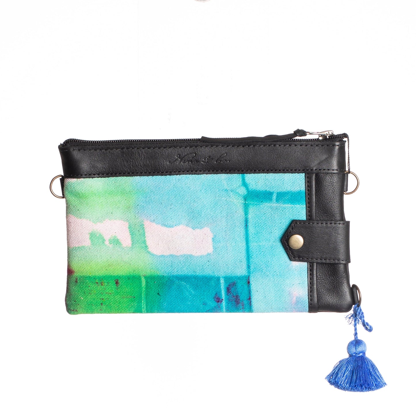 EVERYTHING CLUTCH - TIE DYED DENIM - BLACK - NO. 12526