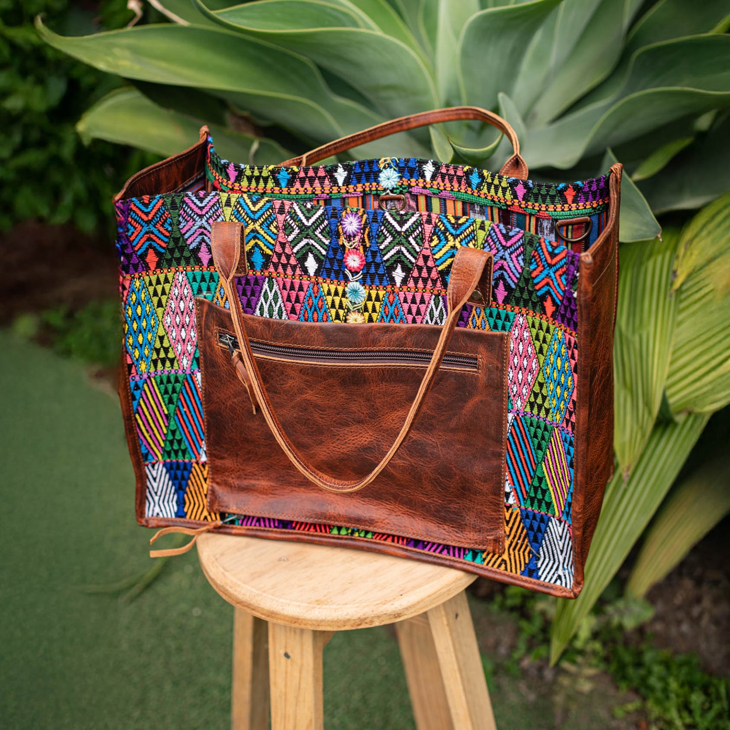 PERFECT TRAVEL TOTE - OOAK HUIPIL - HONEY - NO. 17191