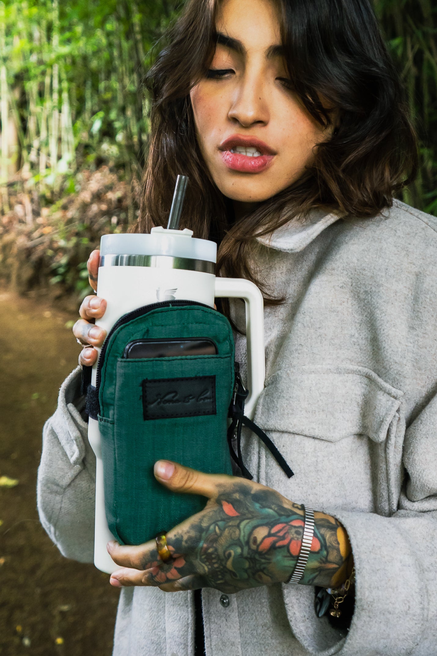 TUMBLER ACCESSORY POUCH - FOREST GREEN - BLACK