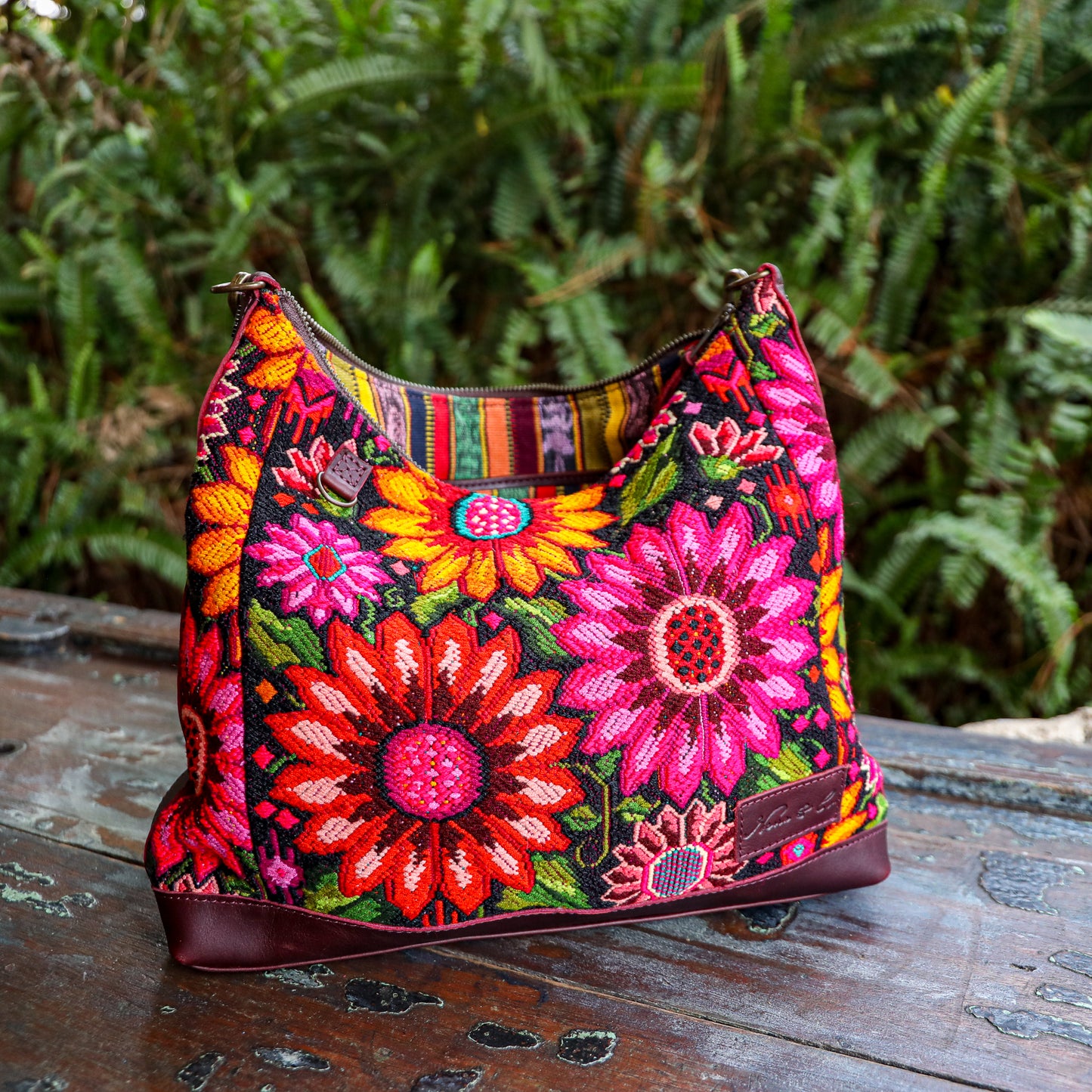 **SHIP WINDOW** SMALL PENELOPE BAG - OOAK HUIPIL - VINO TINTO - NO. 201537