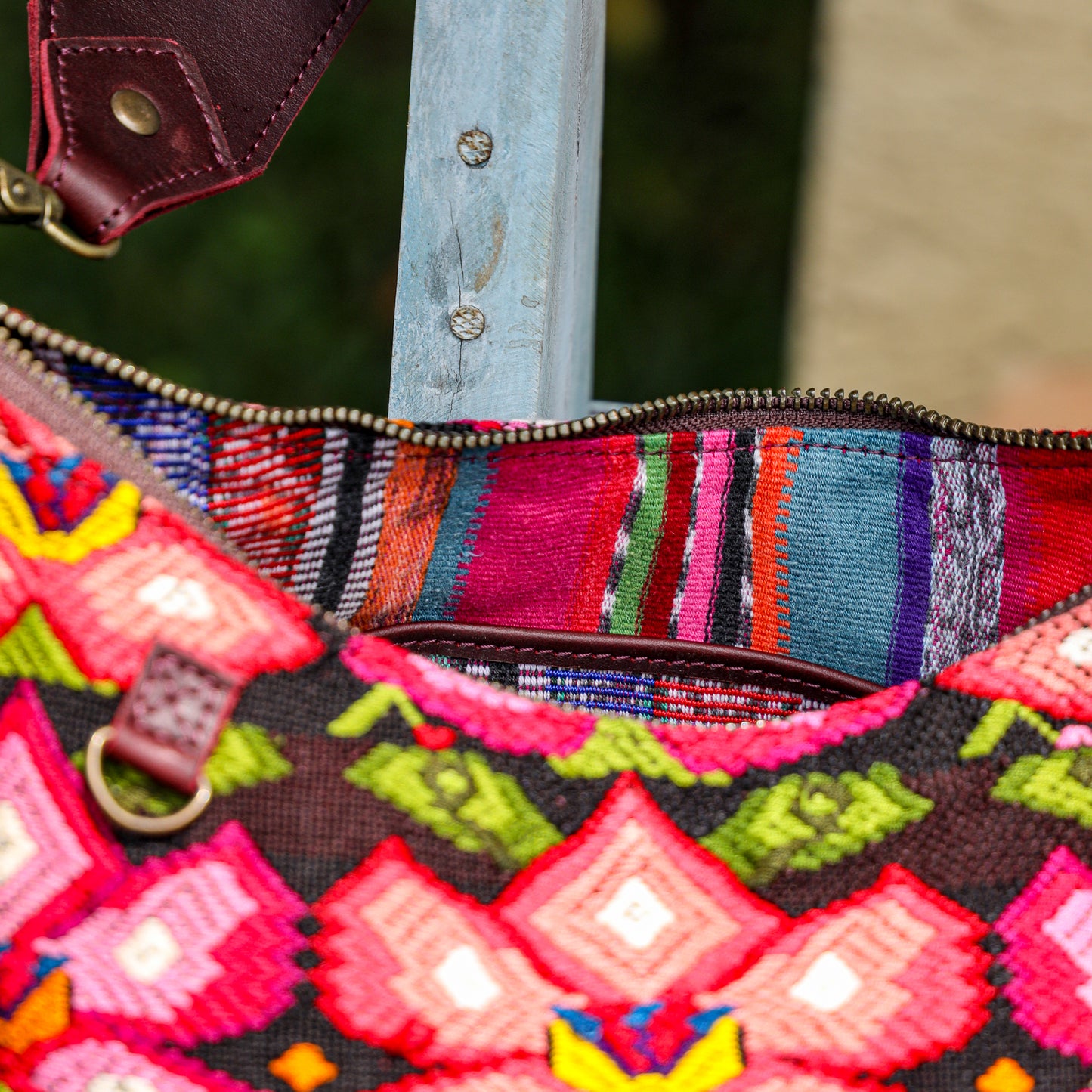 SMALL PENELOPE BAG - OOAK HUIPIL - VINO TINTO - NO. 201544