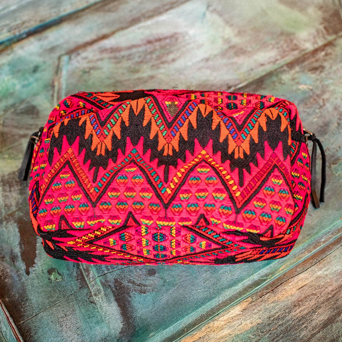 LARGE WANDER BAG + STRAP SET - OOAK HUIPIL - BLACK - NO. 16792