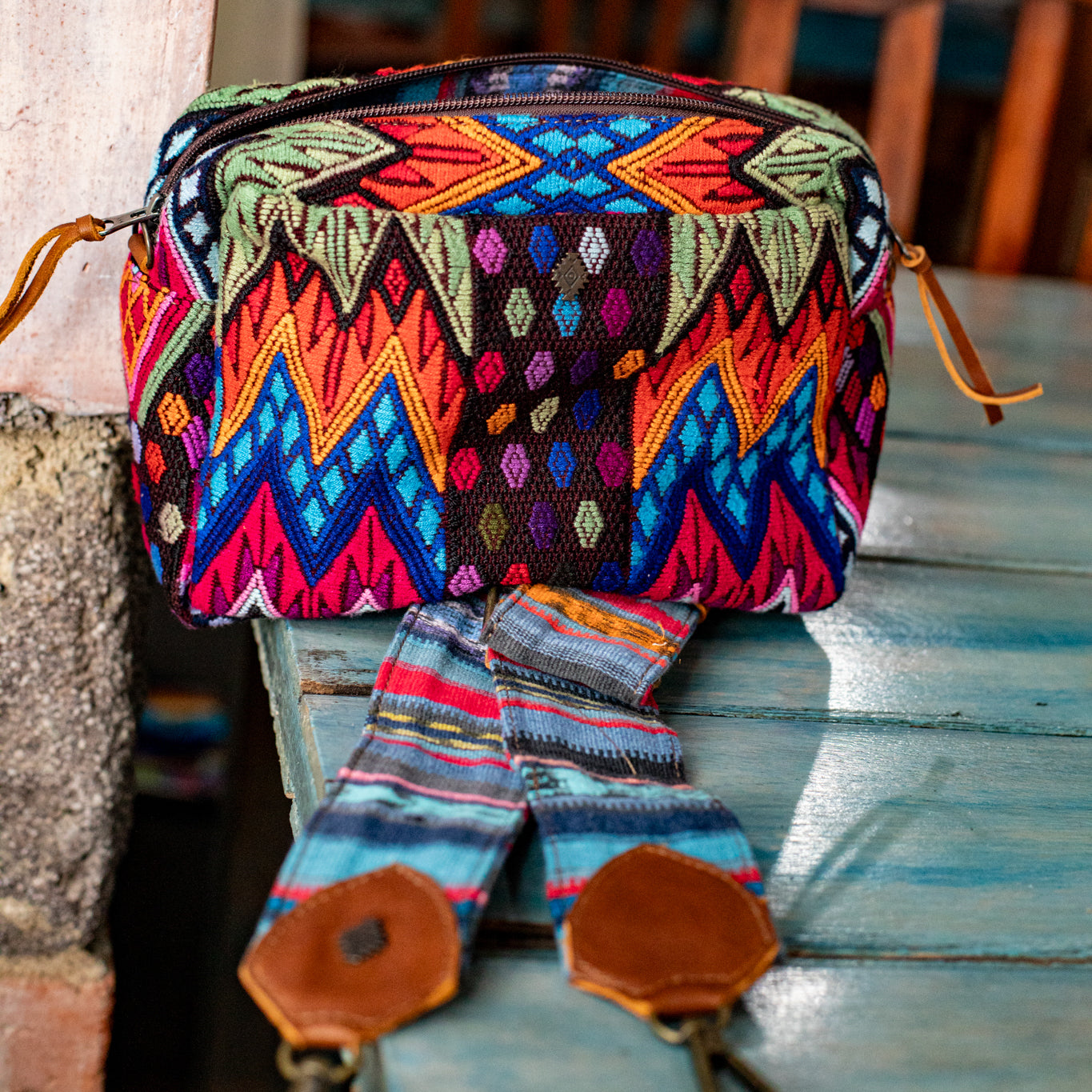 LARGE WANDER BAG + STRAP SET - OOAK HUIPIL - CAFE - NO. 16776