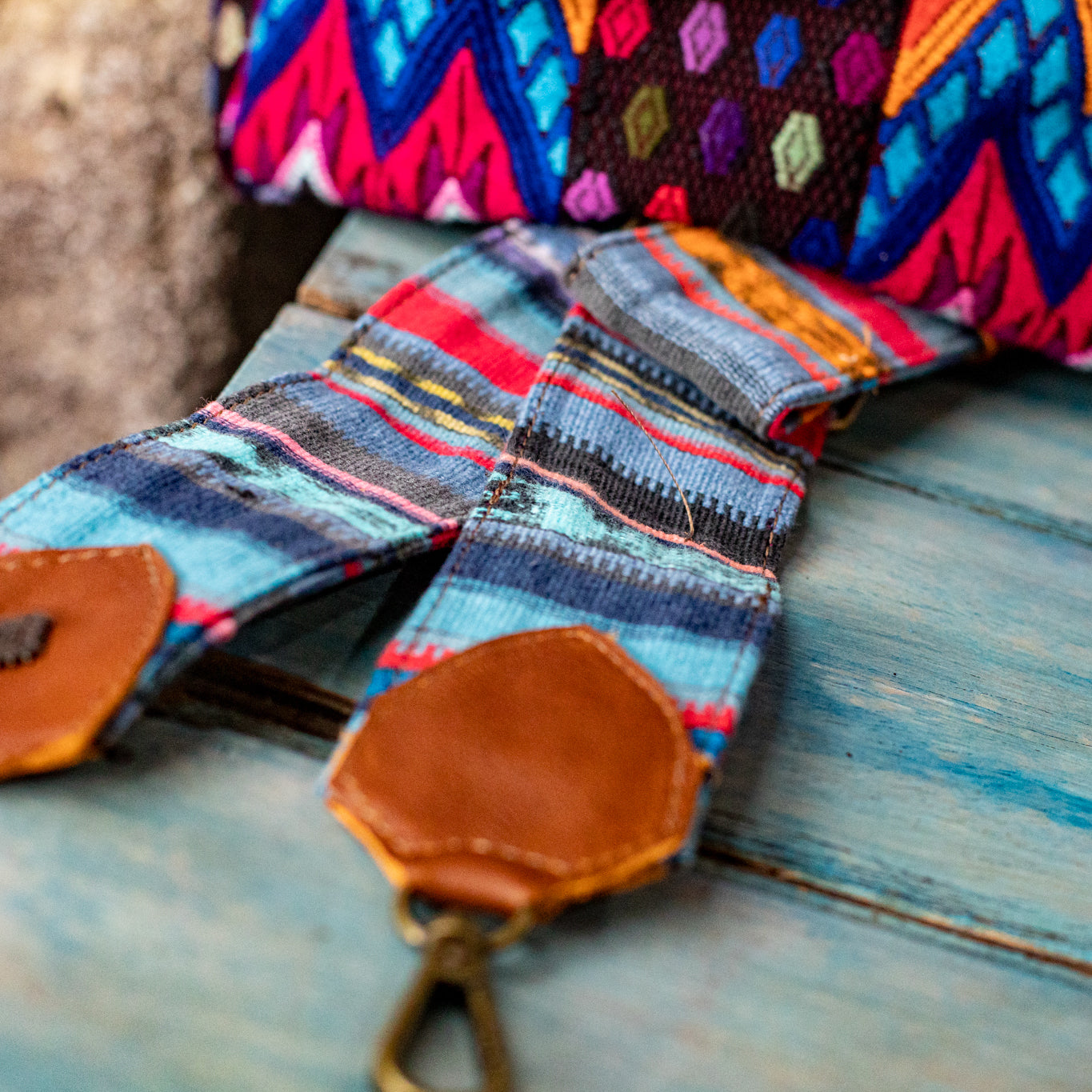 LARGE WANDER BAG + STRAP SET - OOAK HUIPIL - CAFE - NO. 16776