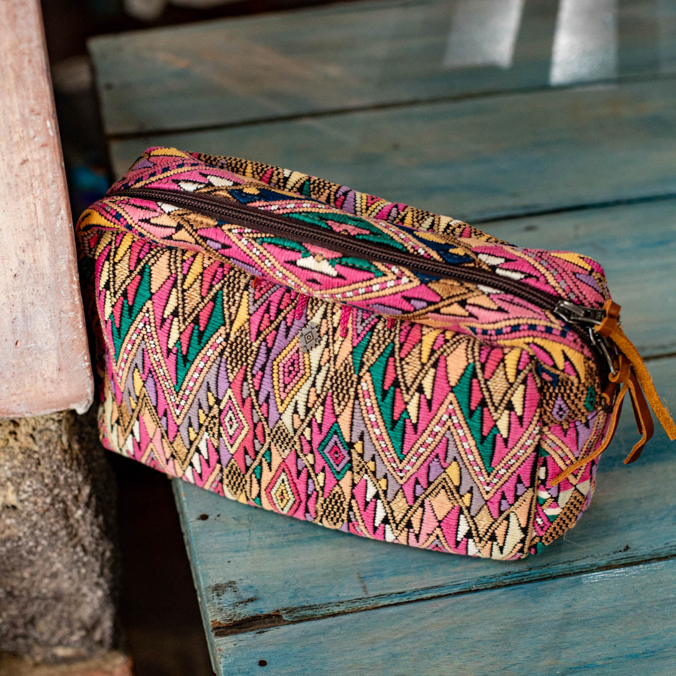LARGE WANDER BAG + STRAP SET - OOAK HUIPIL - CAFE - NO. 16780