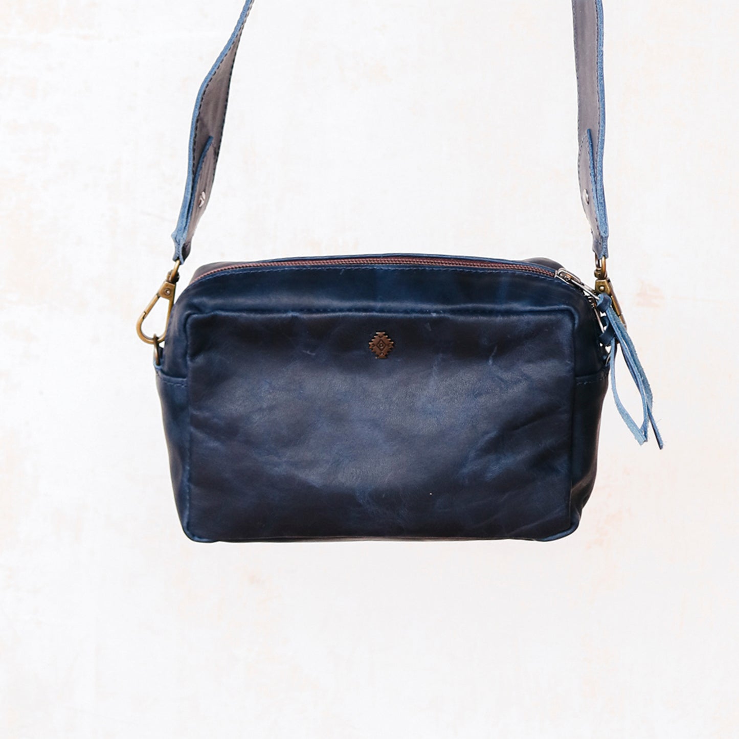WANDER CROSSBODY BAG + WIDE STRAP SET - FULL LEATHER - NAVY