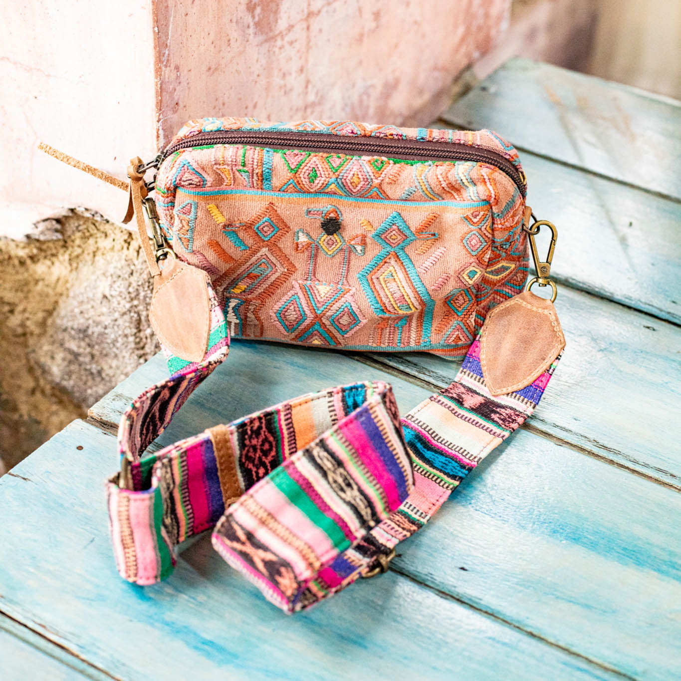 WANDER CROSSBODY BAG + STRAP SET - OOAK HUIPIL & CORTE - FAWN - NO. 16738