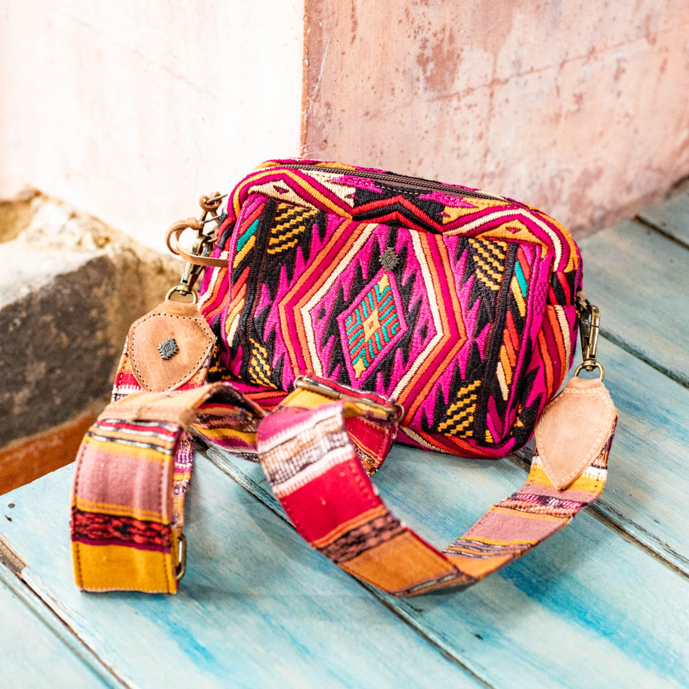 WANDER CROSSBODY BAG + STRAP SET - OOAK HUIPIL & CORTE - FAWN - NO. 16735