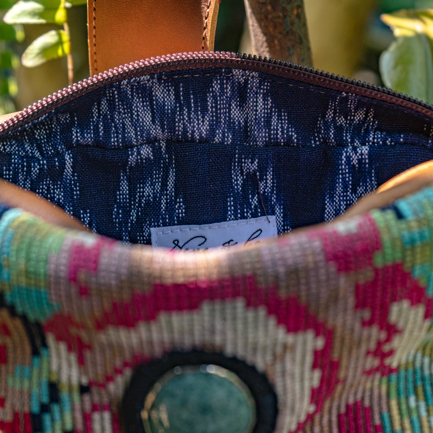 WANDER CROSSBODY BAG + STRAP SET - OOAK HUIPIL WITH JADE - CAFE - NO. 15553