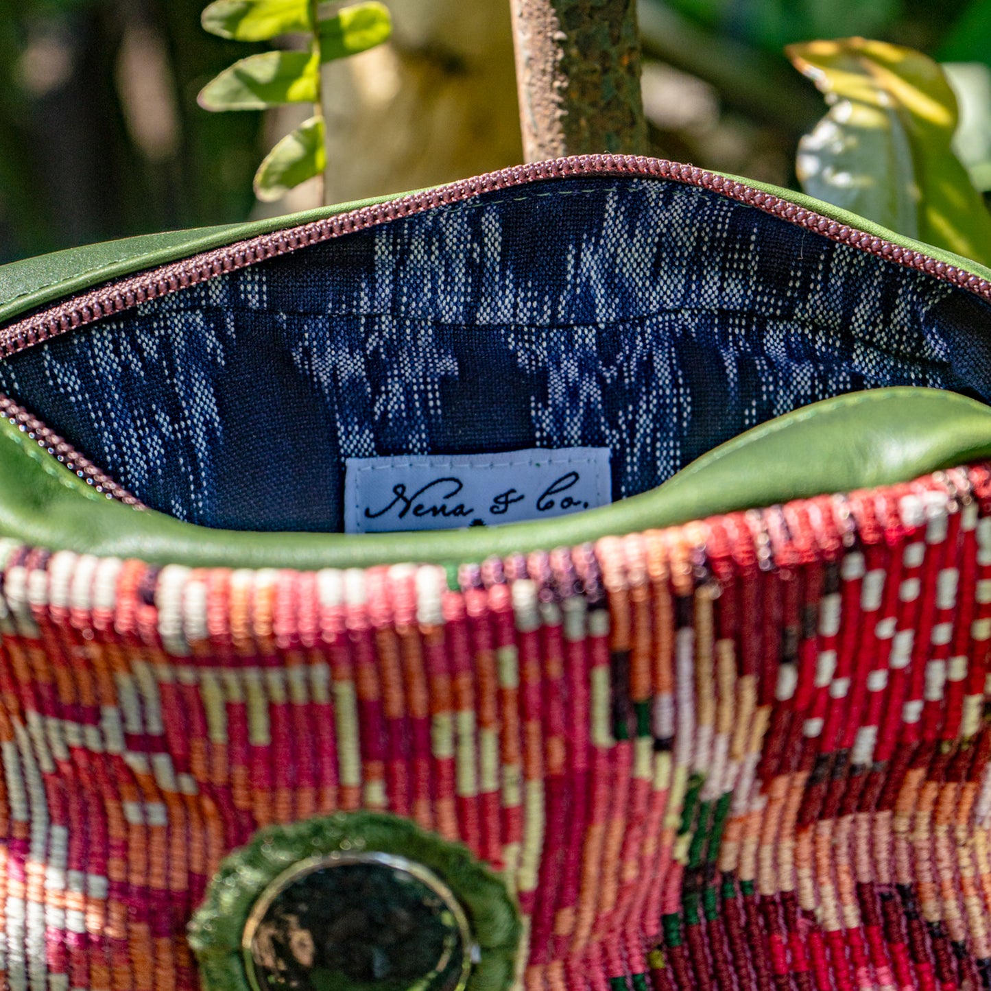 WANDER CROSSBODY BAG + STRAP SET - OOAK HUIPIL WITH JADE - EMERALD - NO. 15551