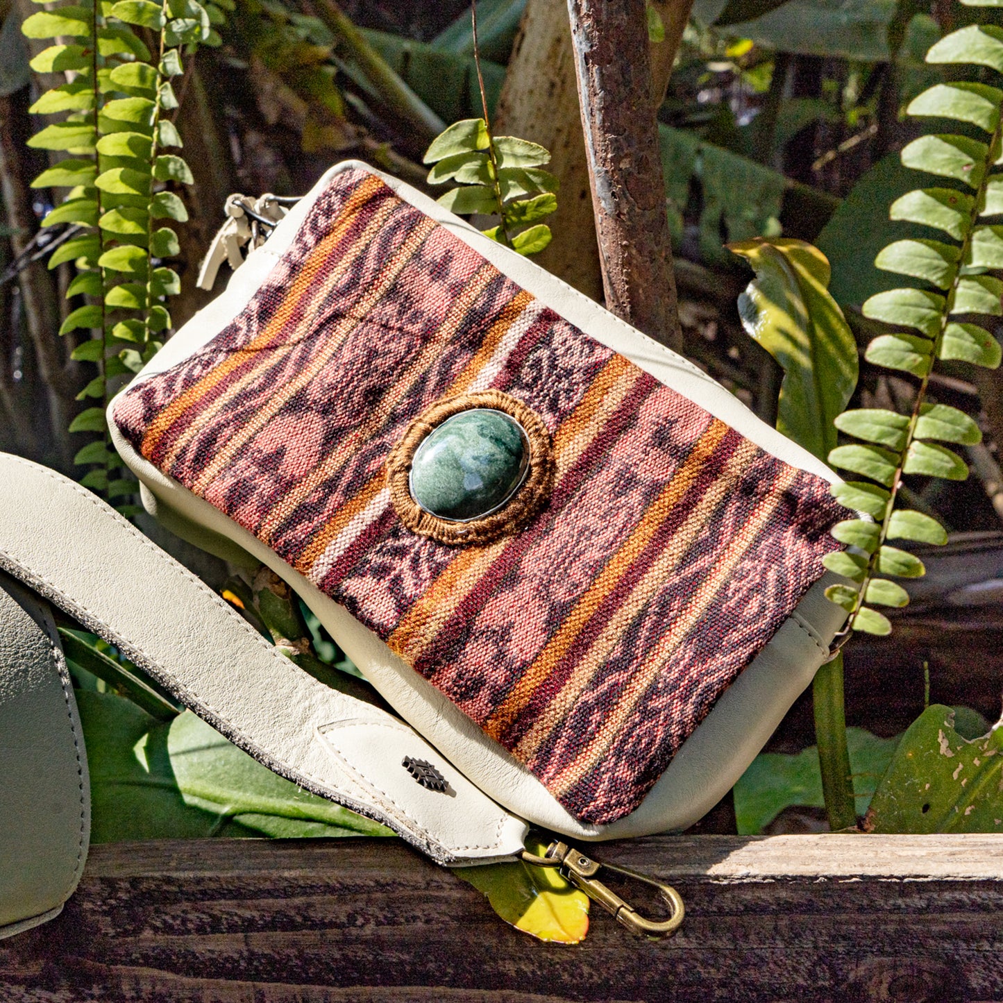 WANDER CROSSBODY BAG + STRAP SET - CORTE WITH JADE - BONE - NO. 15548
