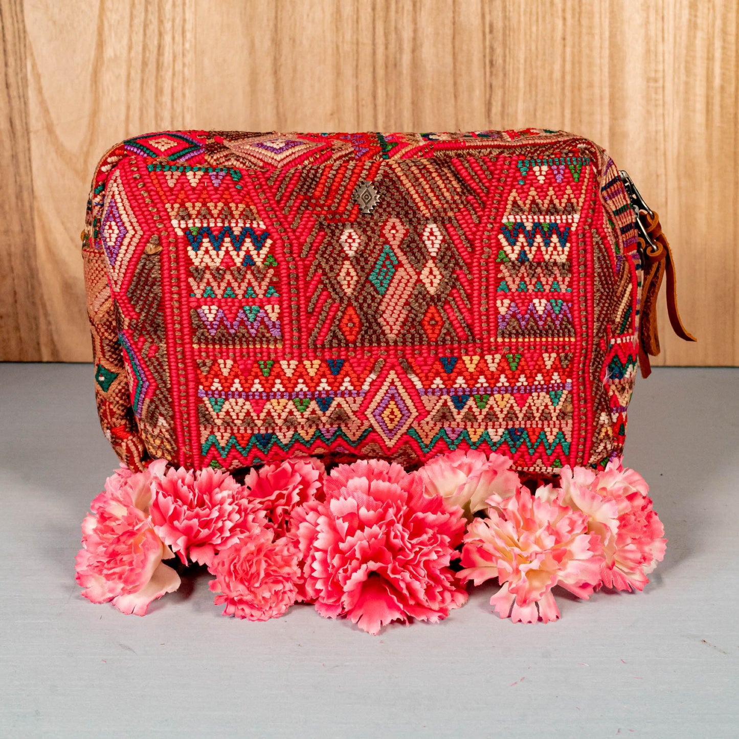 LARGE WANDER BAG + STRAP SET - OOAK HUIPIL & CORTE - CAFE - NO. 16157