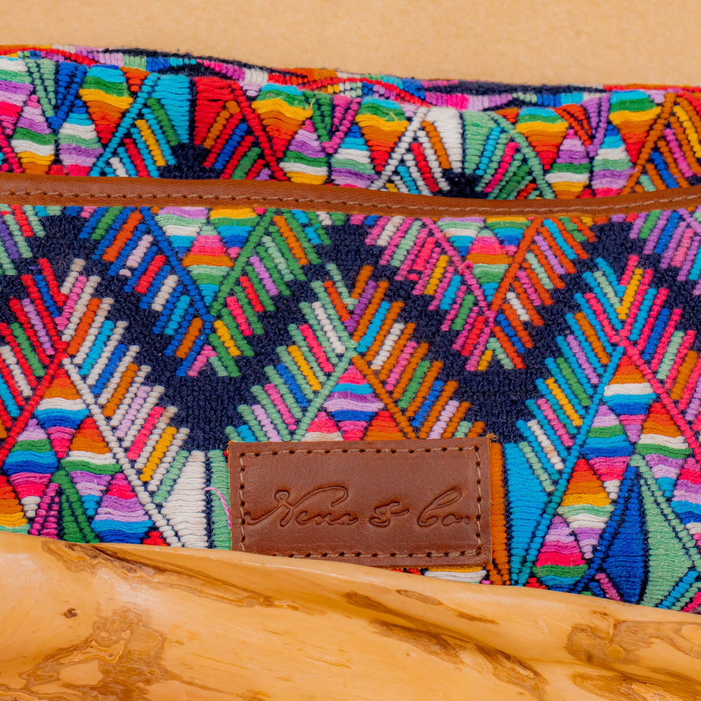 LARGE WANDER BAG + STRAP SET - OOAK HUIPIL & CORTE - CAFE - NO. 16160