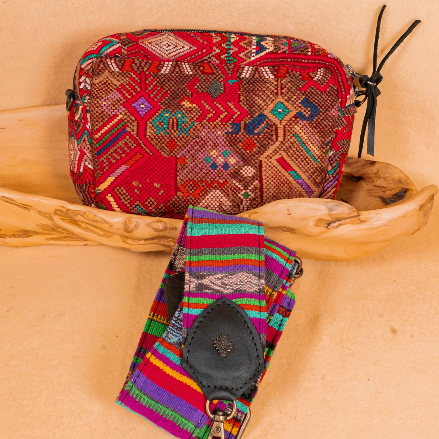WANDER CROSSBODY BAG + STRAP SET - OOAK HUIPIL & CORTE - BLACK - NO. 16136