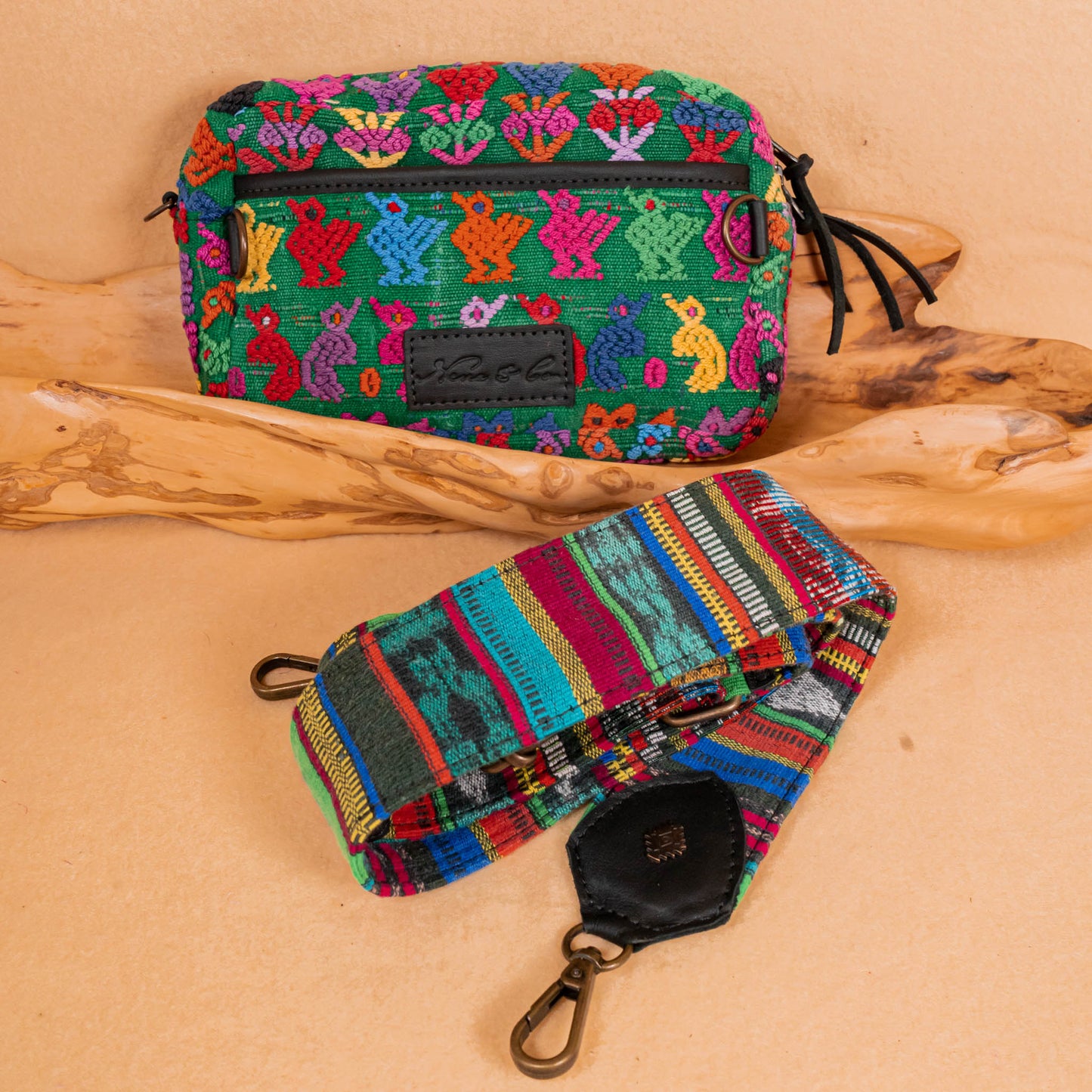 WANDER CROSSBODY BAG + STRAP SET - OOAK HUIPIL & CORTE - BLACK - NO. 16134