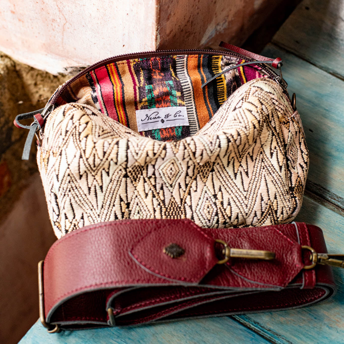 WANDER CROSSBODY BAG + STRAP SET - OOAK HUIPIL - AMARANTH - NO. 16747