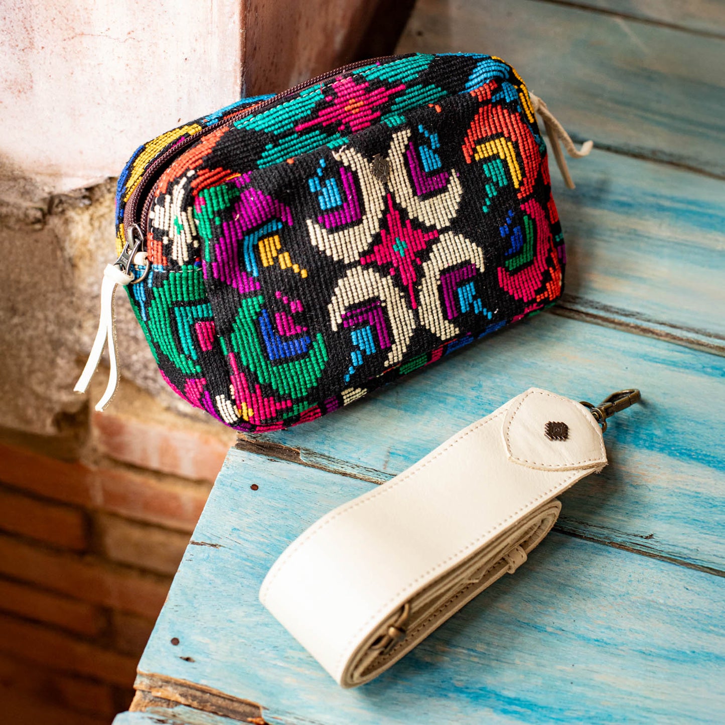 WANDER CROSSBODY BAG + STRAP SET - OOAK HUIPIL - BONE - NO. 16748