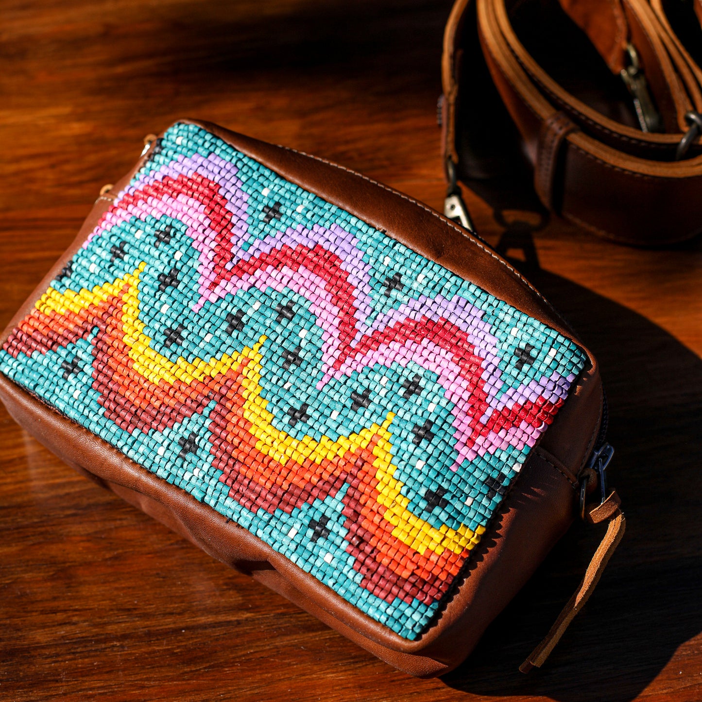 WANDER CROSSBODY SET - H&S BEADED PANEL - BAJA - CAFE