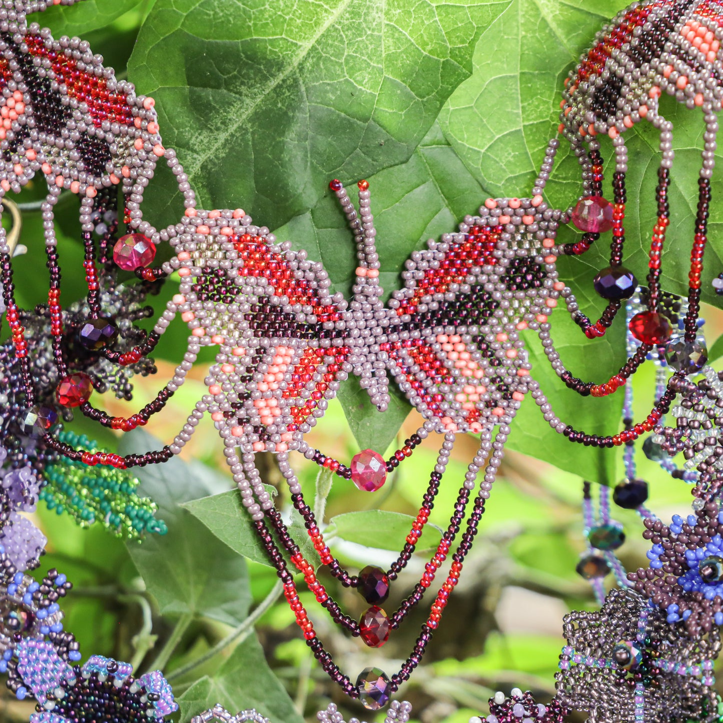 **SHIP WINDOW** BEADED BUTTERFLY BAG NECKLACE - NO. 201762
