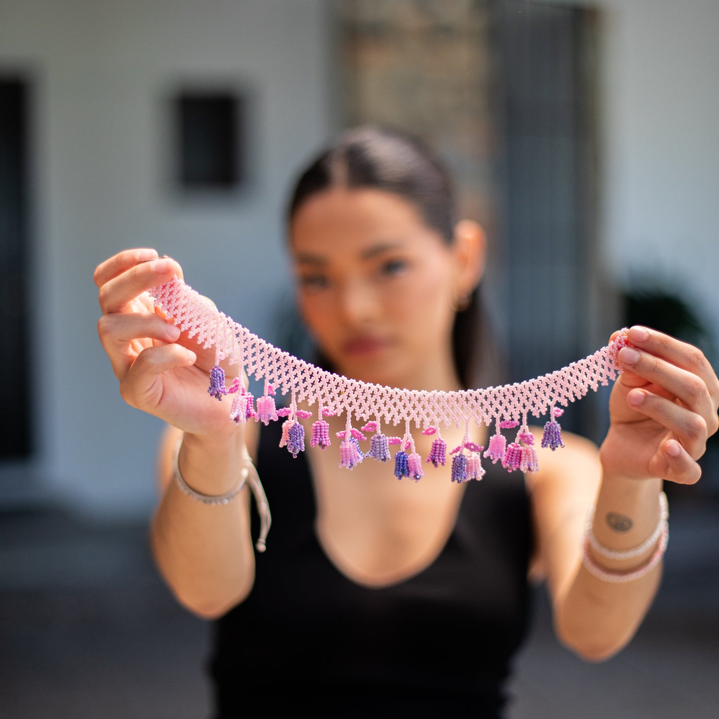 BEADED TULIPS BAG NECKLACE - NO. 18250