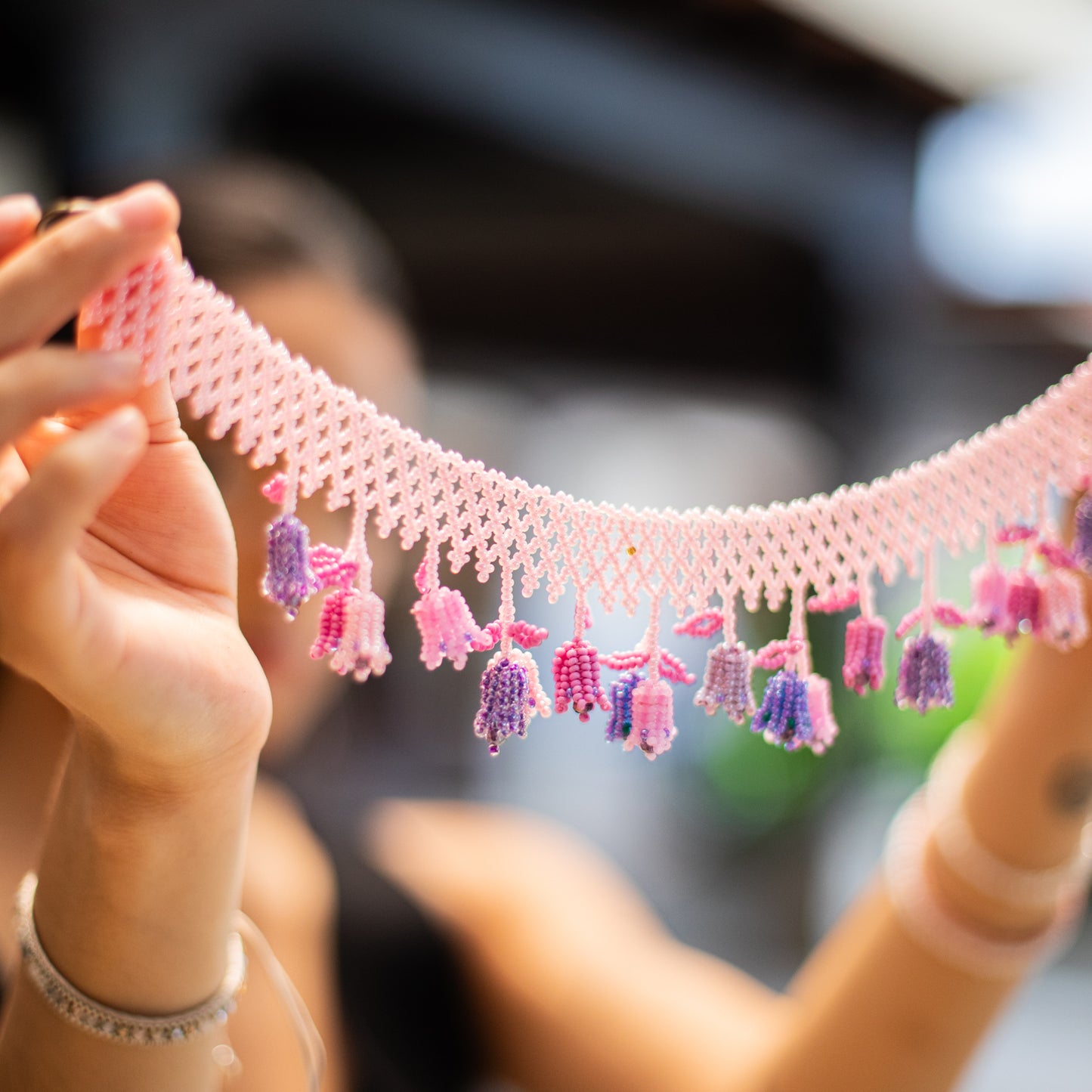 BEADED TULIPS BAG NECKLACE - NO. 18250