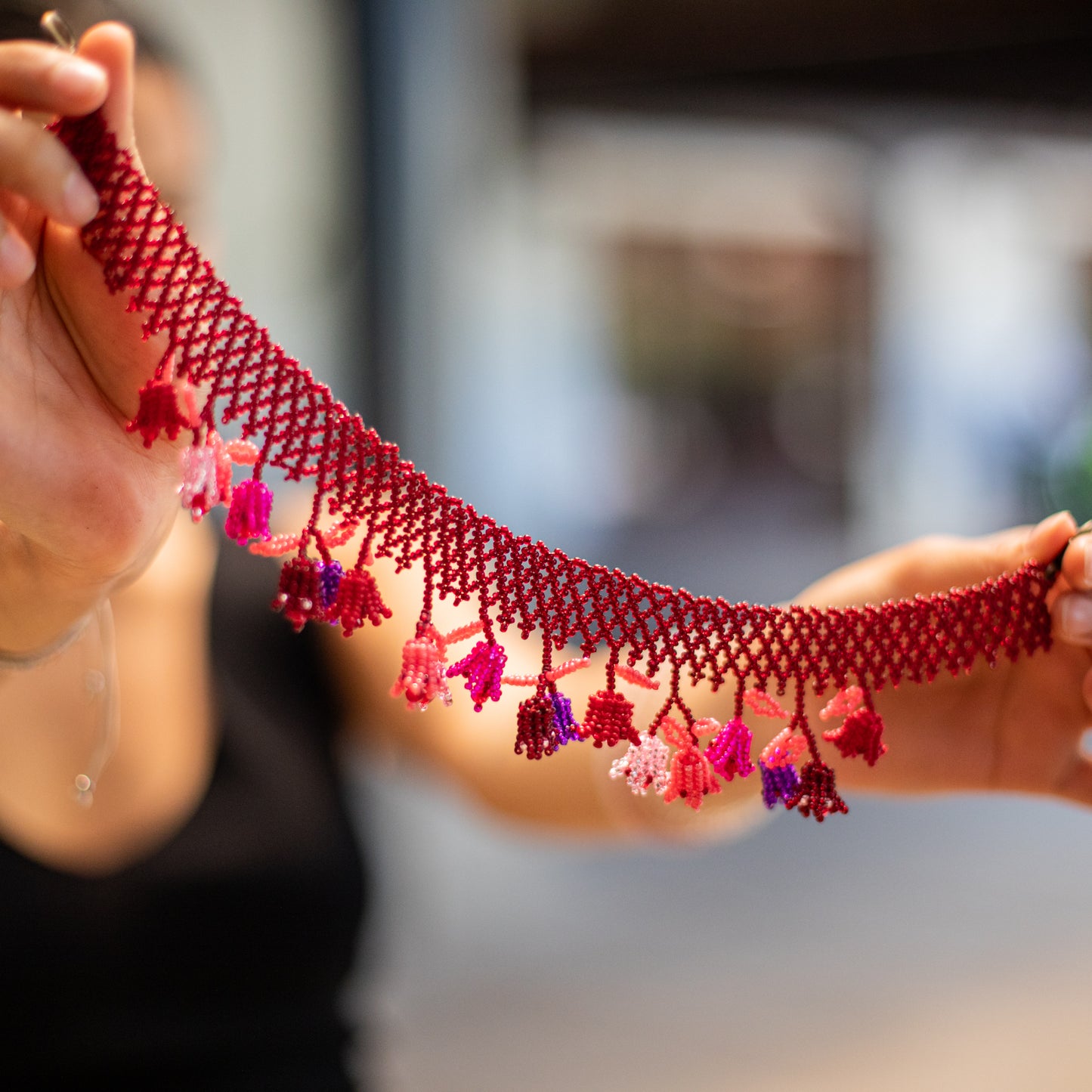 BEADED TULIPS BAG NECKLACE - NO. 18254