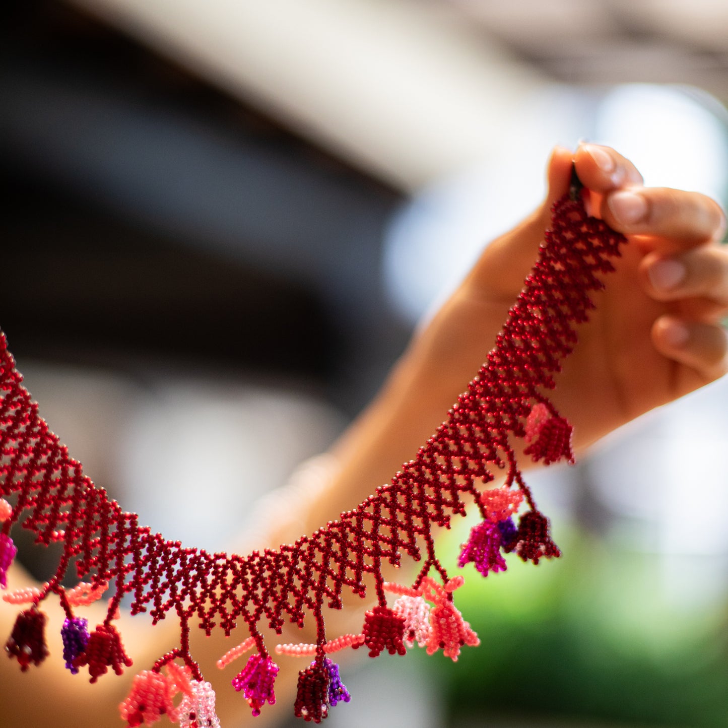 BEADED TULIPS BAG NECKLACE - NO. 18254