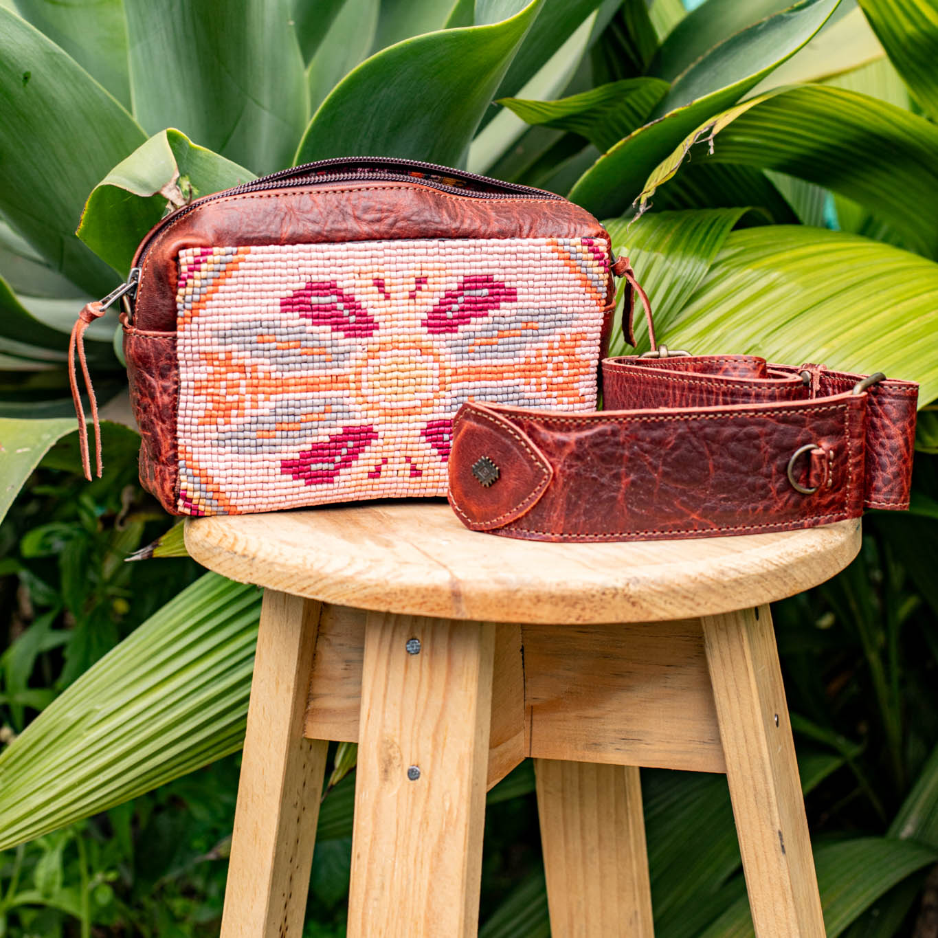 H&S WANDER CROSSBODY SET - OOAK BEADED PANEL - COPPER - NO. 17093