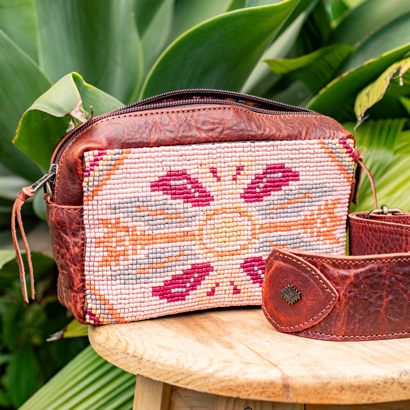 H&S WANDER CROSSBODY SET - OOAK BEADED PANEL - COPPER - NO. 17093
