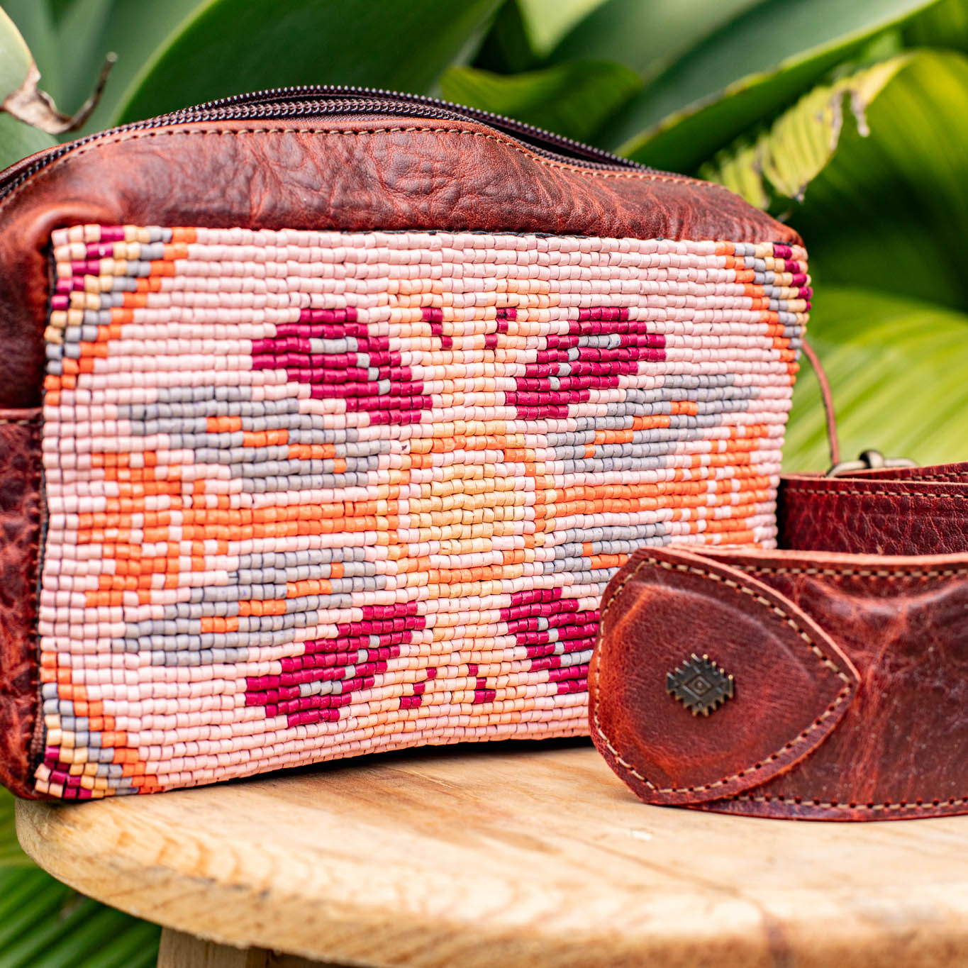 H&S WANDER CROSSBODY SET - OOAK BEADED PANEL - COPPER - NO. 17093