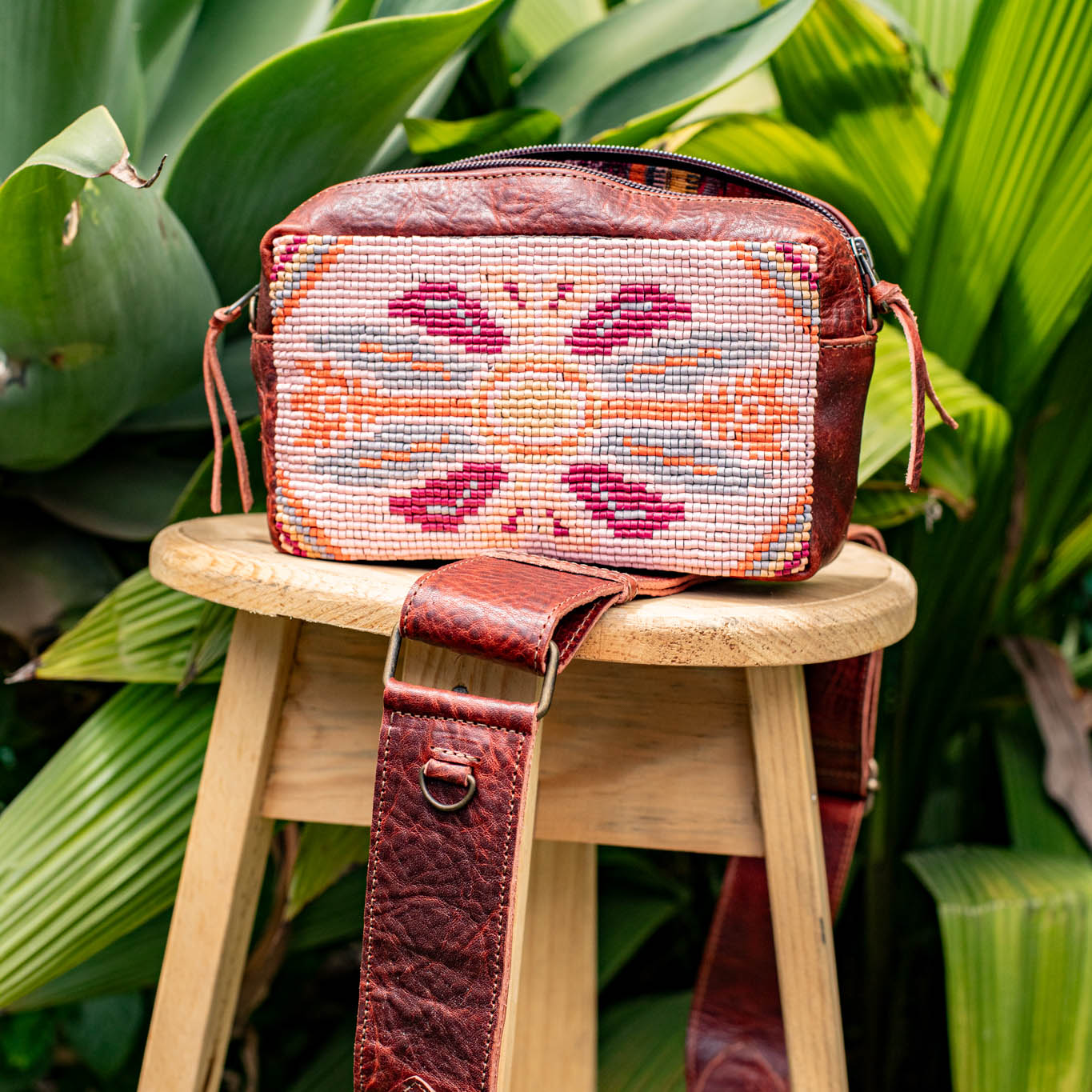 H&S WANDER CROSSBODY SET - OOAK BEADED PANEL - COPPER - NO. 17093